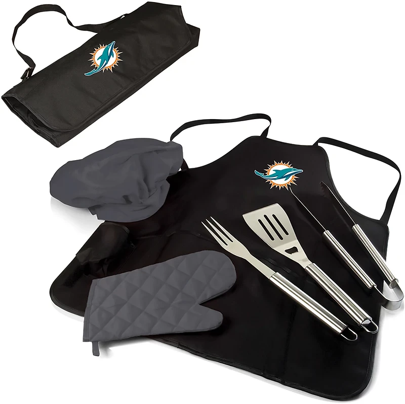 Picnic Time Miami Dolphins BBQ Apron Tote Pro Grill Set
