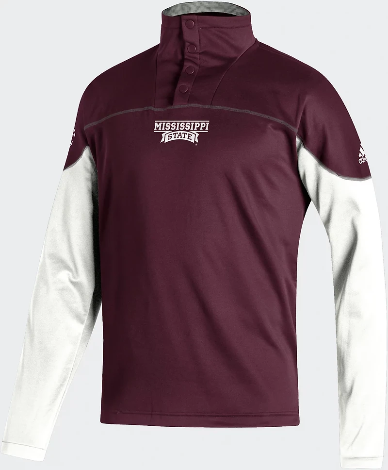 adidas Men's Mississippi State University Stadium Knit Snap 1/4-Zip Pullover