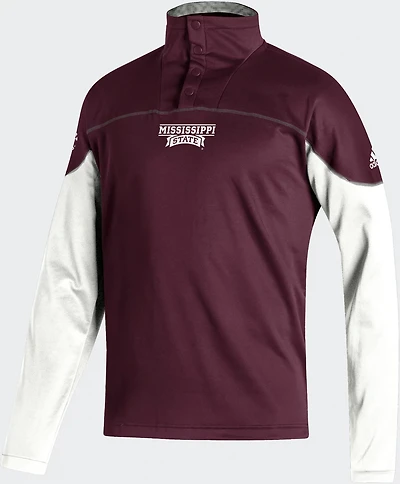 adidas Men's Mississippi State University Stadium Knit Snap 1/4-Zip Pullover