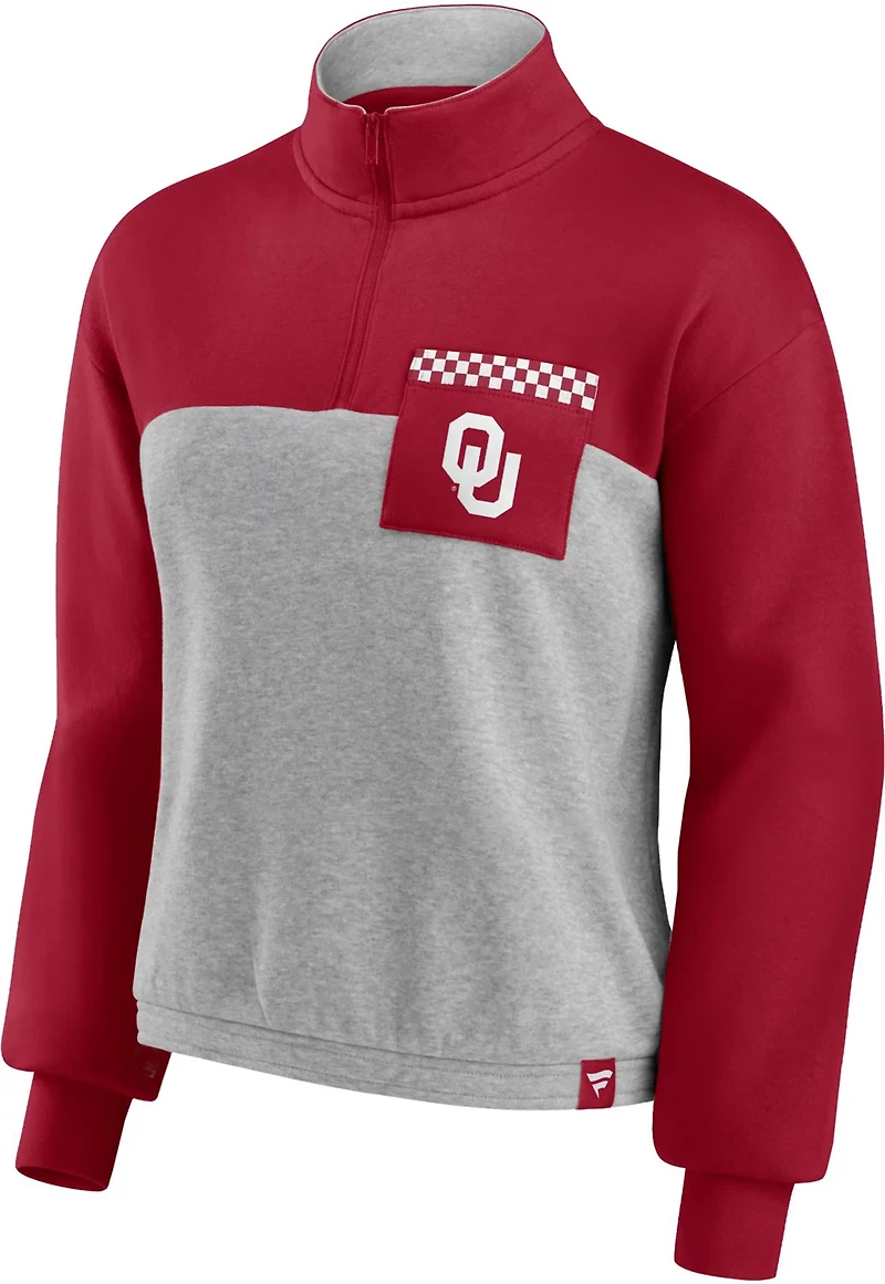 Fanatics Women's University of Oklahoma Sideline to Cropped 1/4-Zip Pullover