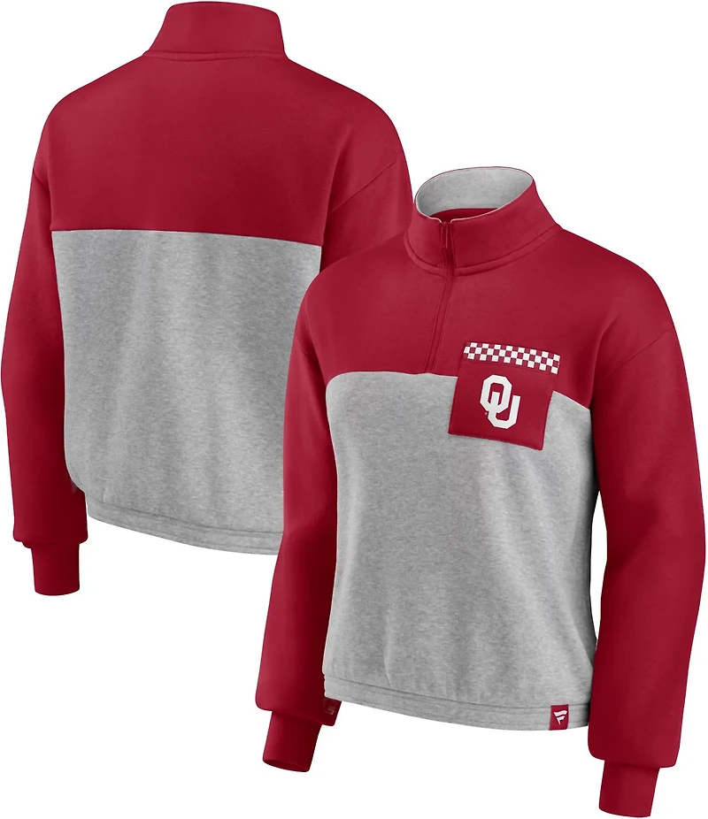 Fanatics Women's University of Oklahoma Sideline to Cropped 1/4-Zip Pullover