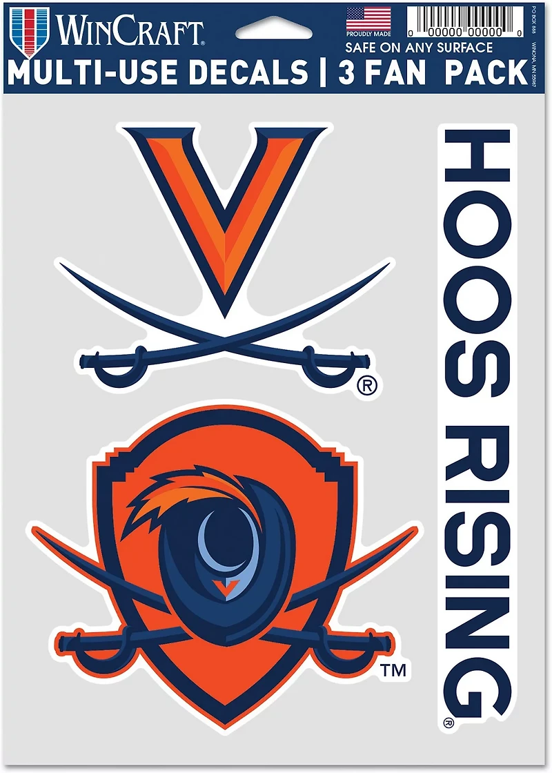WinCraft University of Virginia 5.5x7.75 Fan Decal 3-Pack