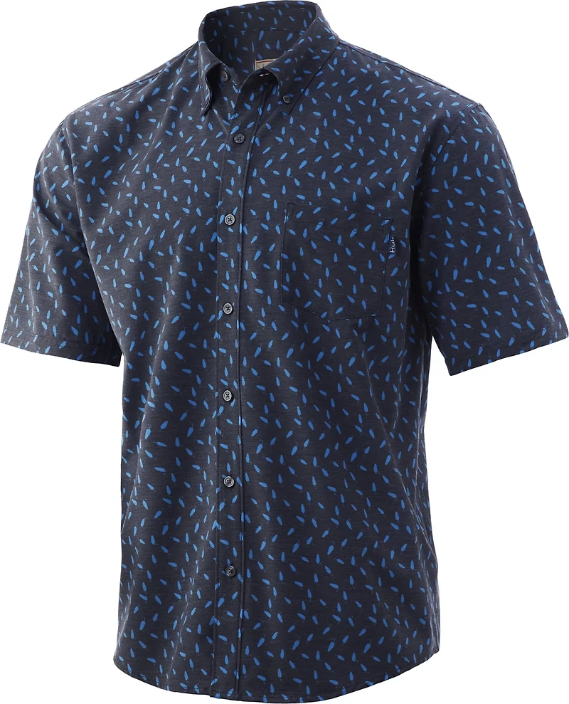 Huk Men's Kona Lure Splash Short Sleeve Button Down Shirt