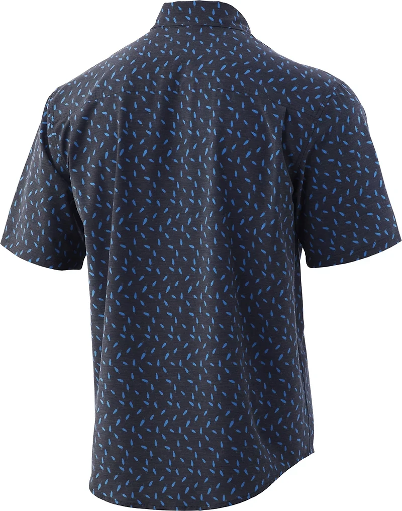 Huk Men's Kona Lure Splash Short Sleeve Button Down Shirt