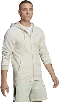 adidas Men's Essentials 3 Stripe Full-Zip Hooded Track Top