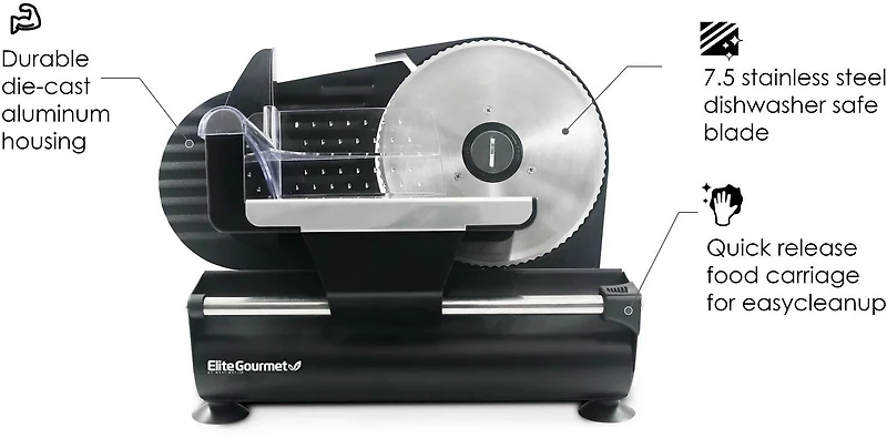 Elite Gourmet 7.5 in Ultimate Precision Electric Deli Food Meat Slicer