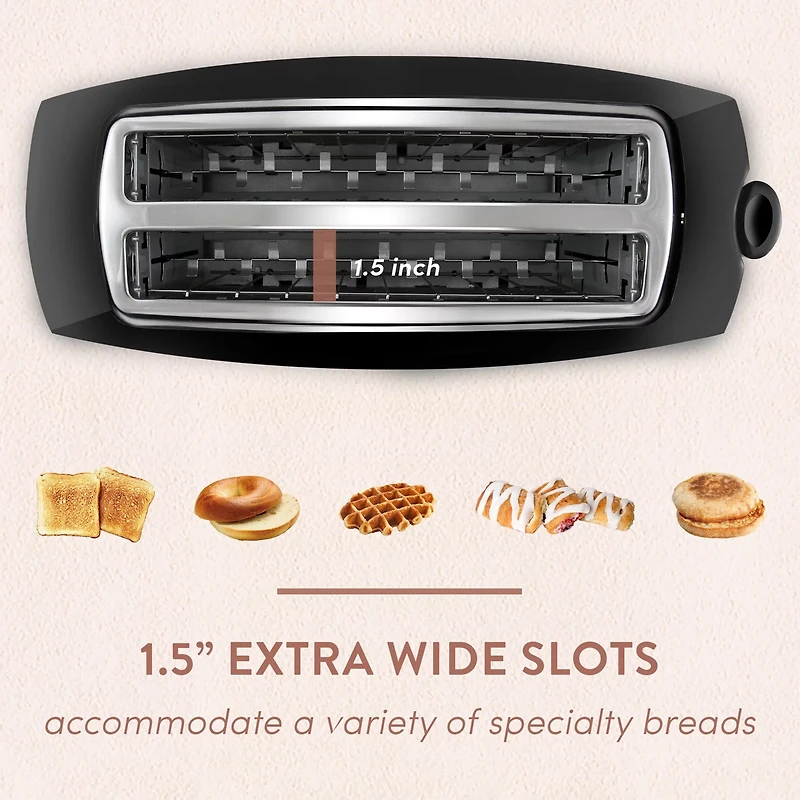 Elite Gourmet 4-Slice Cool-Touch Long Slot Toaster