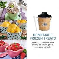 Elite Gourmet qt Electric Motorized Old Fashioned Bucket Ice Cream Maker and Hand Crank