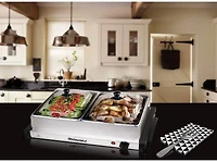Elite Gourmet 5 Qt. Dual Tray Stainless Steel Electric Buffet Server and Food Warmer