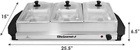 Elite Gourmet 7.5 Qt. Triple Tray Stainless Steel Electric Buffet Server and Food Warmer