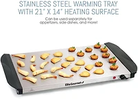 Elite Gourmet 7.5 Qt. Triple Tray Stainless Steel Electric Buffet Server and Food Warmer