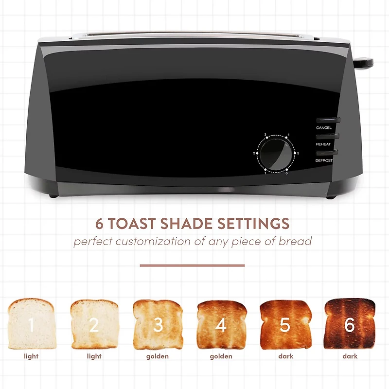 Elite Gourmet 4-Slice Cool-Touch Long Slot Toaster