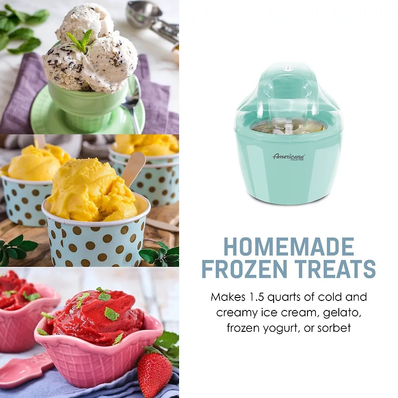 Elite Gourmet Americana 1.5 qt Electric Ice Cream Maker with Quick Freeze Bowl