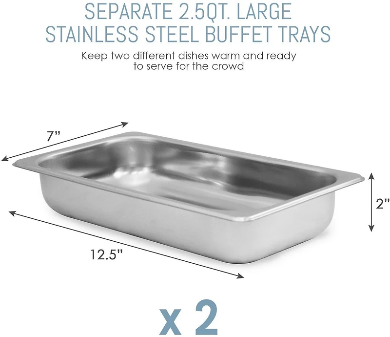 Elite Gourmet 5 Qt. Dual Tray Stainless Steel Electric Buffet Server and Food Warmer