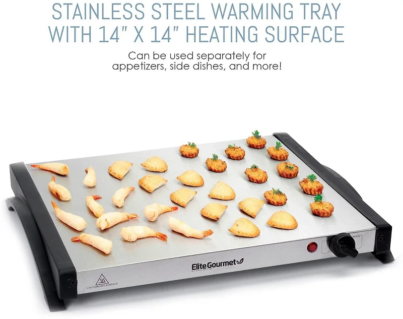 Elite Gourmet 5 Qt. Dual Tray Stainless Steel Electric Buffet Server and Food Warmer