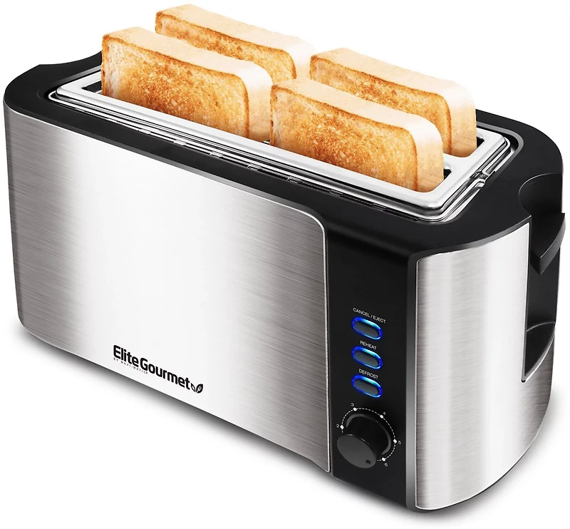 Elite Gourmet 4-Slice Stainless-Steel Long Slot Toaster