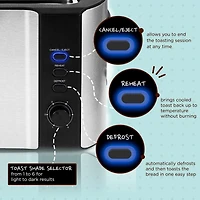 Elite Gourmet 4-Slice Stainless-Steel Long Slot Toaster