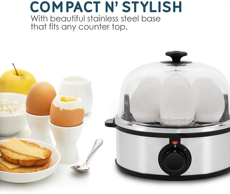 Elite Gourmet 7-Egg Stainless Steel Easy Egg Cooker