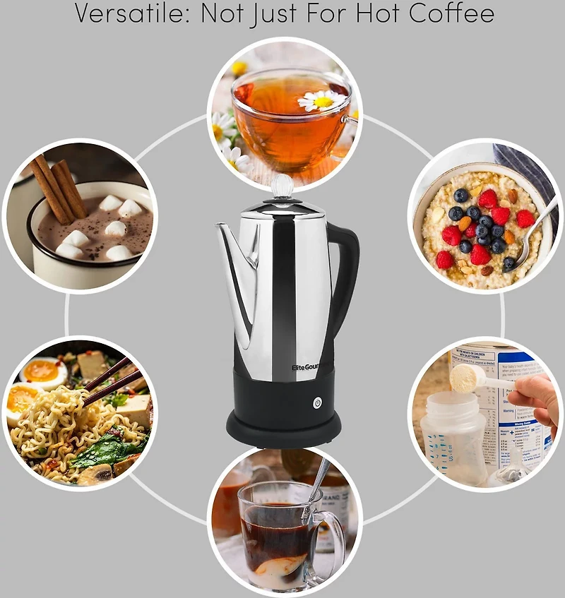 Elite Gourmet 12 Cup Stainless Steel Electric Coffee Percolator