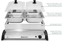 Elite Gourmet 5 Qt. Dual Tray Stainless Steel Electric Buffet Server and Food Warmer