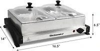 Elite Gourmet 5 Qt. Dual Tray Stainless Steel Electric Buffet Server and Food Warmer