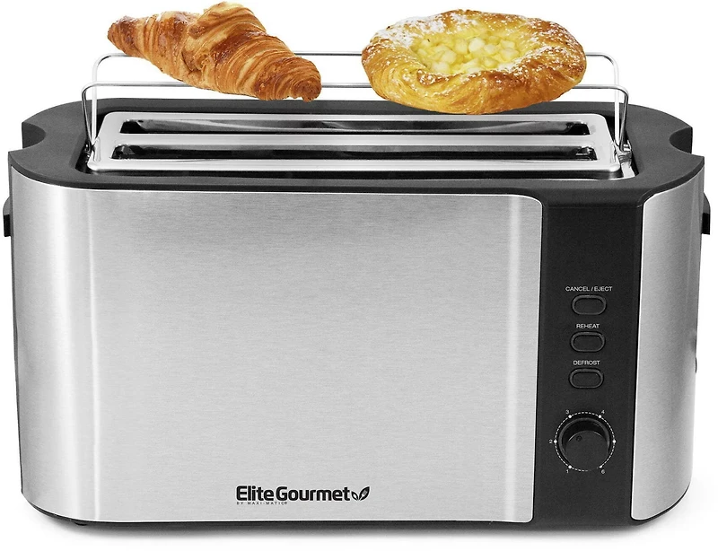 Elite Gourmet 4-Slice Stainless-Steel Long Slot Toaster