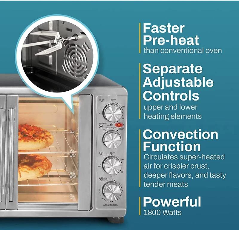 Elite Gourmet Platinum 45L French Door Rotisserie and Convection Oven