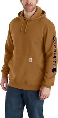 Carhartt Men's Loose Fit Midweight Signature Sleeve Logo Hooded Sweatshirt