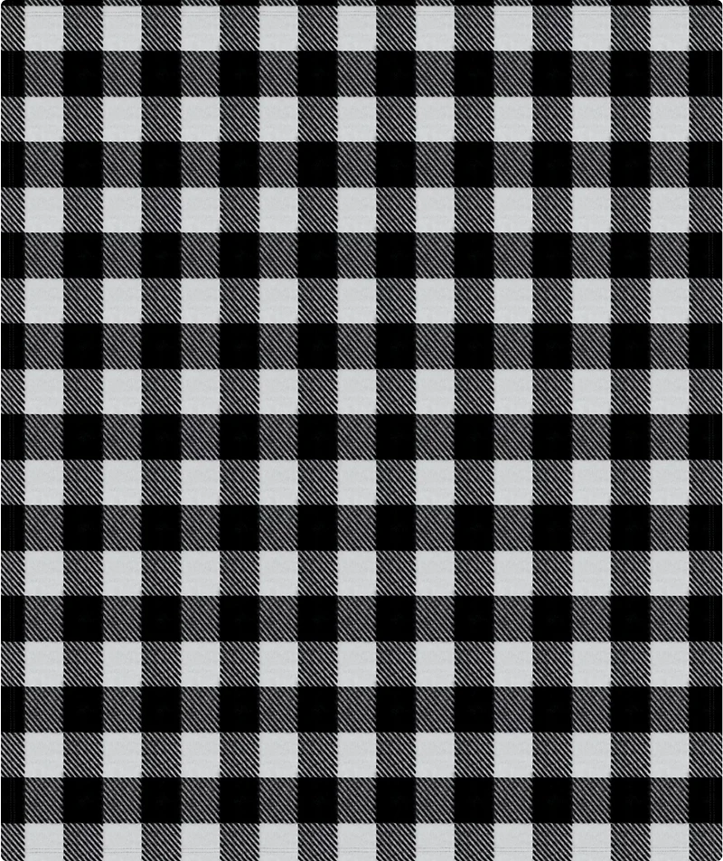 Snowcap 50 in x 60 in Black/White Fleece Buffalo Check Throw Blanket