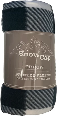 Snowcap 50 in x 60 in Black/White Fleece Buffalo Check Throw Blanket