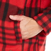 Smith's Workwear Men's Butter-Sherpa Lined Plaid Polar Fleece Full Zip Hooded Jacket