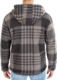 Smith's Workwear Men's Butter-Sherpa Lined Plaid Polar Fleece Full Zip Hooded Jacket