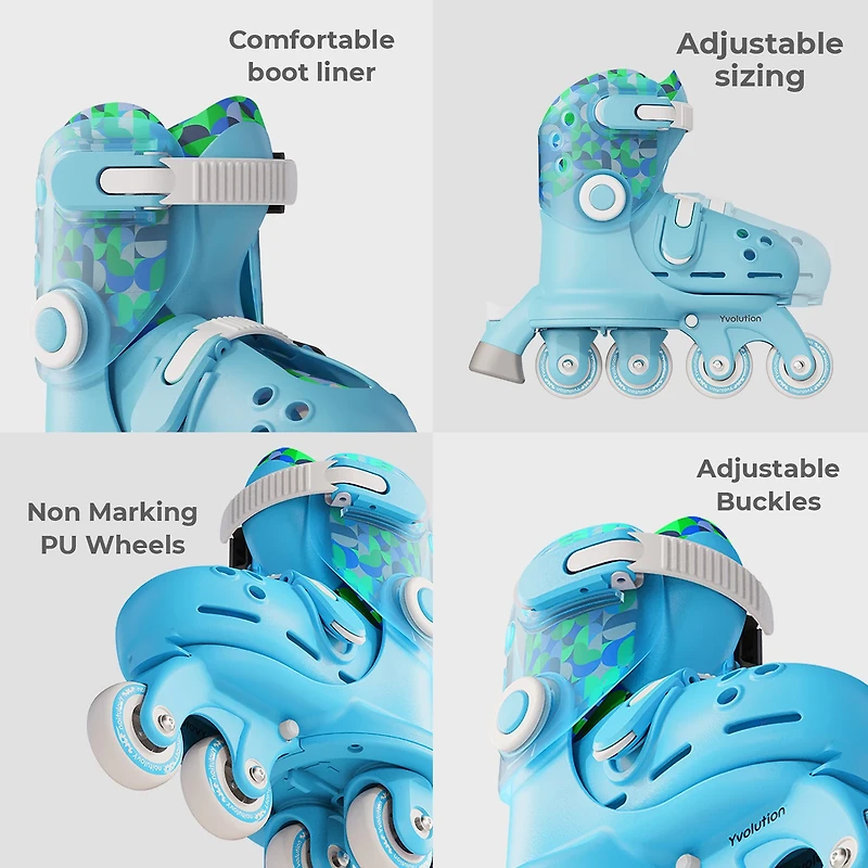 Yvolution Kids' Twista Adjustable 2-in-1 Roller Skates