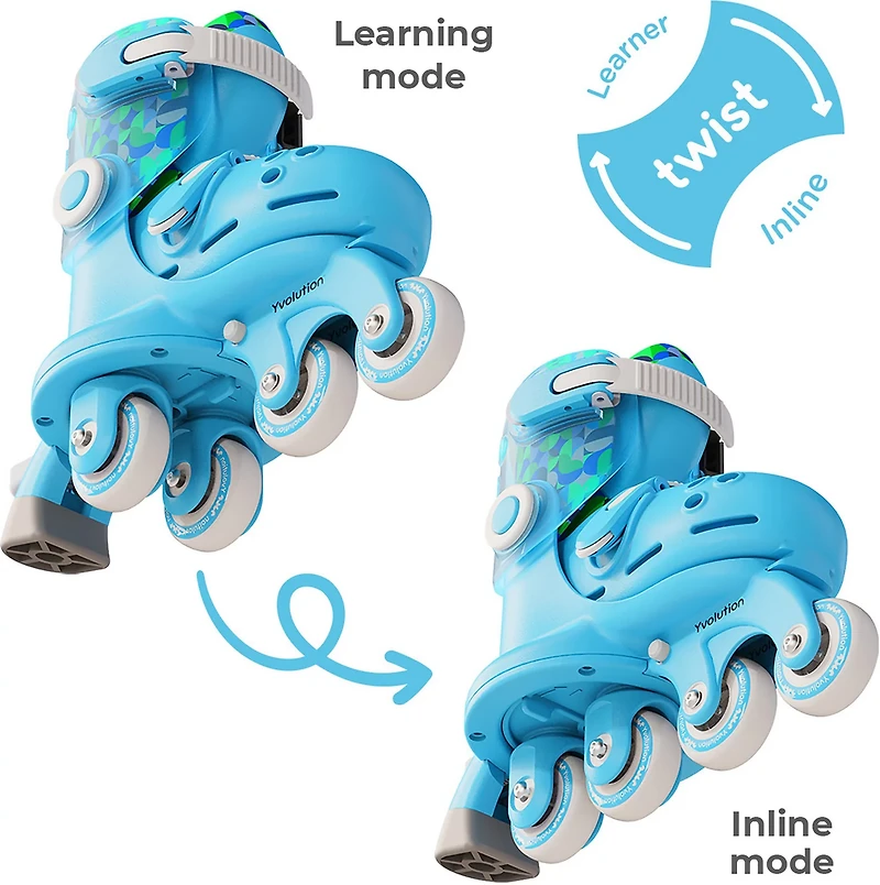 Yvolution Kids' Twista Adjustable 2-in-1 Roller Skates