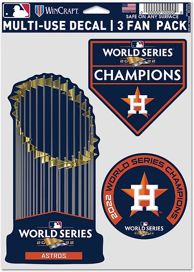 WinCraft Houston Astros 2022 World Series Champs 3pk 5.5"x7.75" Fan Decal