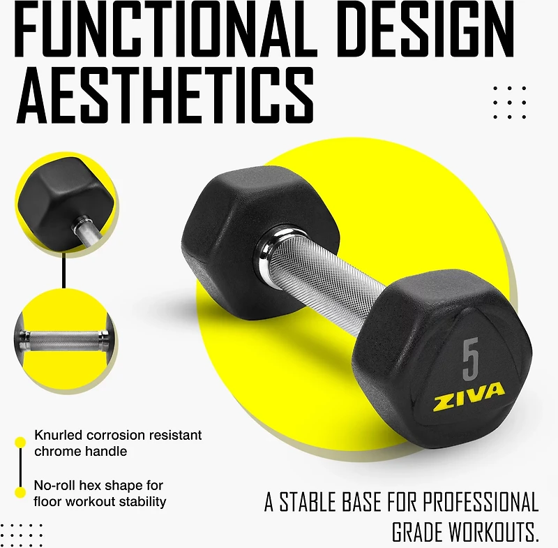 ZIVA Hexagon Weight Lifting Dumbbell – Pair