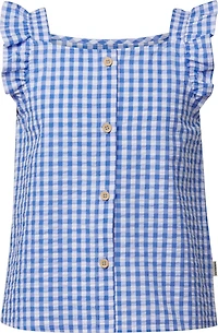 Magellan Girls' Ruffle Sleeve Gingham Button Down