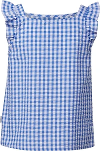 Magellan Girls' Ruffle Sleeve Gingham Button Down