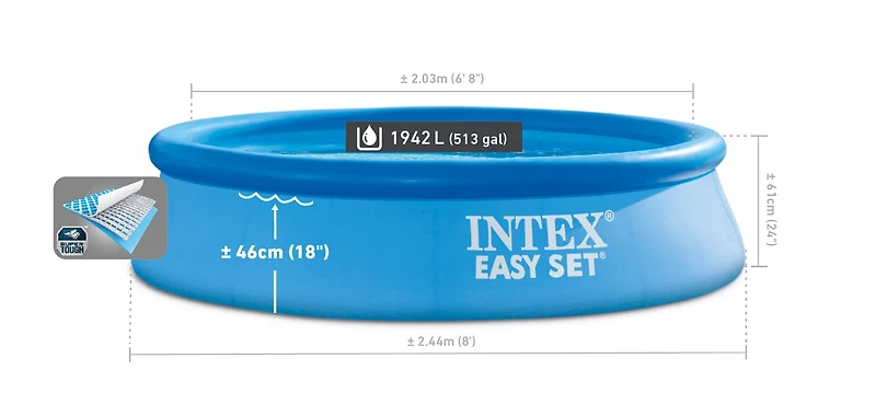 INTEX Easy Set 8 ft x 24 in Round Inflatable Swimming Pool