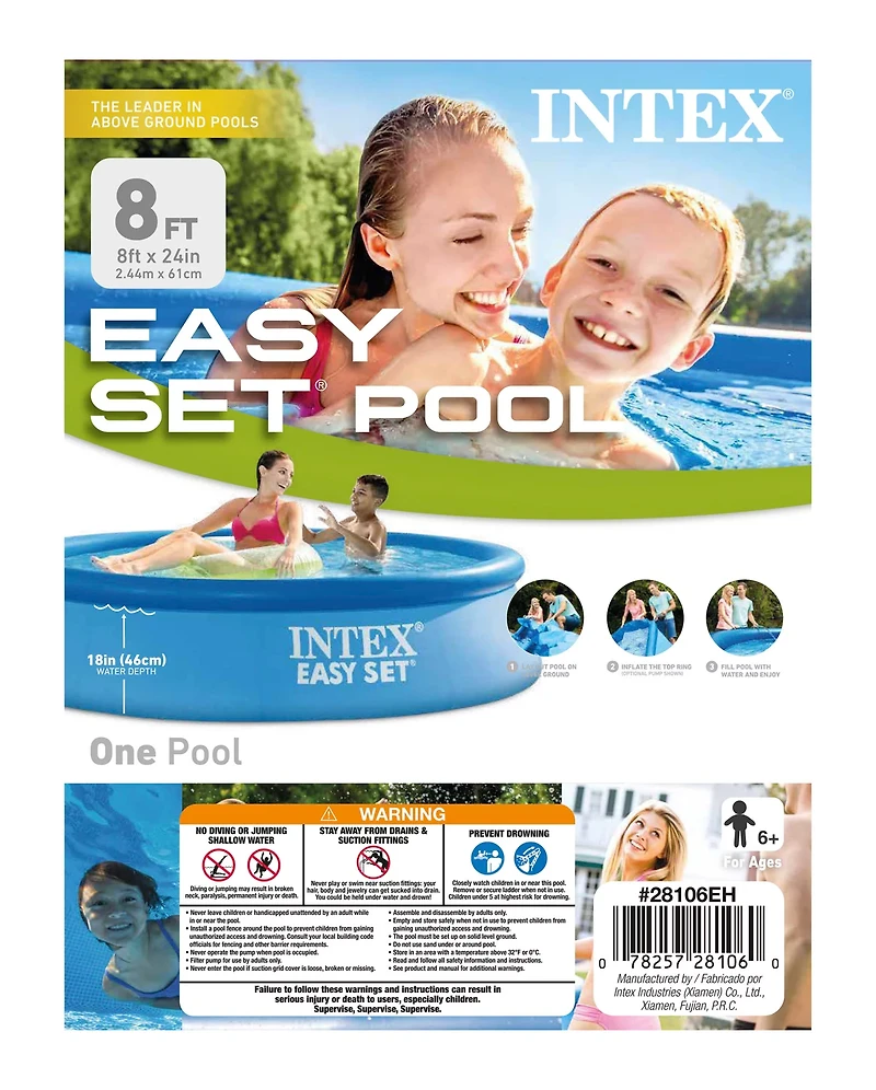 INTEX Easy Set 8 ft x 24 in Round Inflatable Swimming Pool