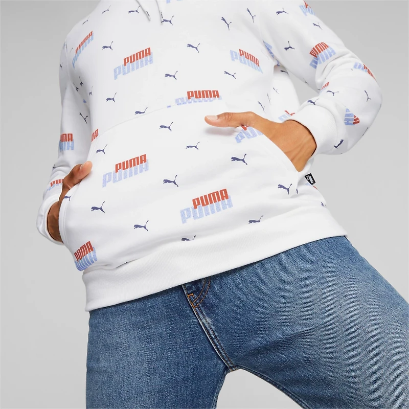 PUMA Men's Essentials+ Logo Power Allover Print Fleece Hoodie