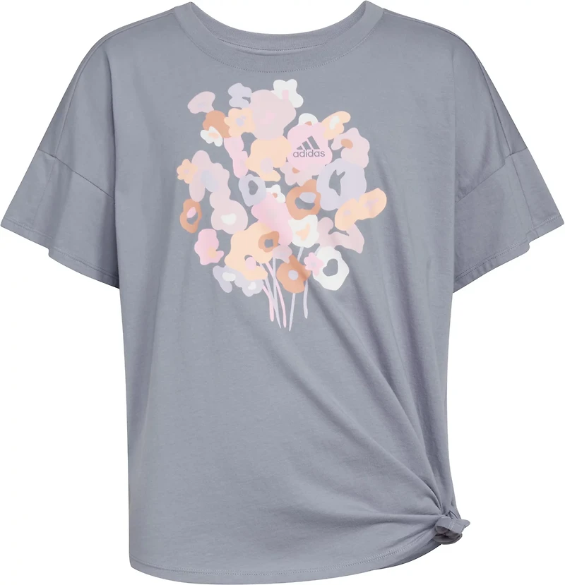adidas Girls' Loose Front Tie T-shirt