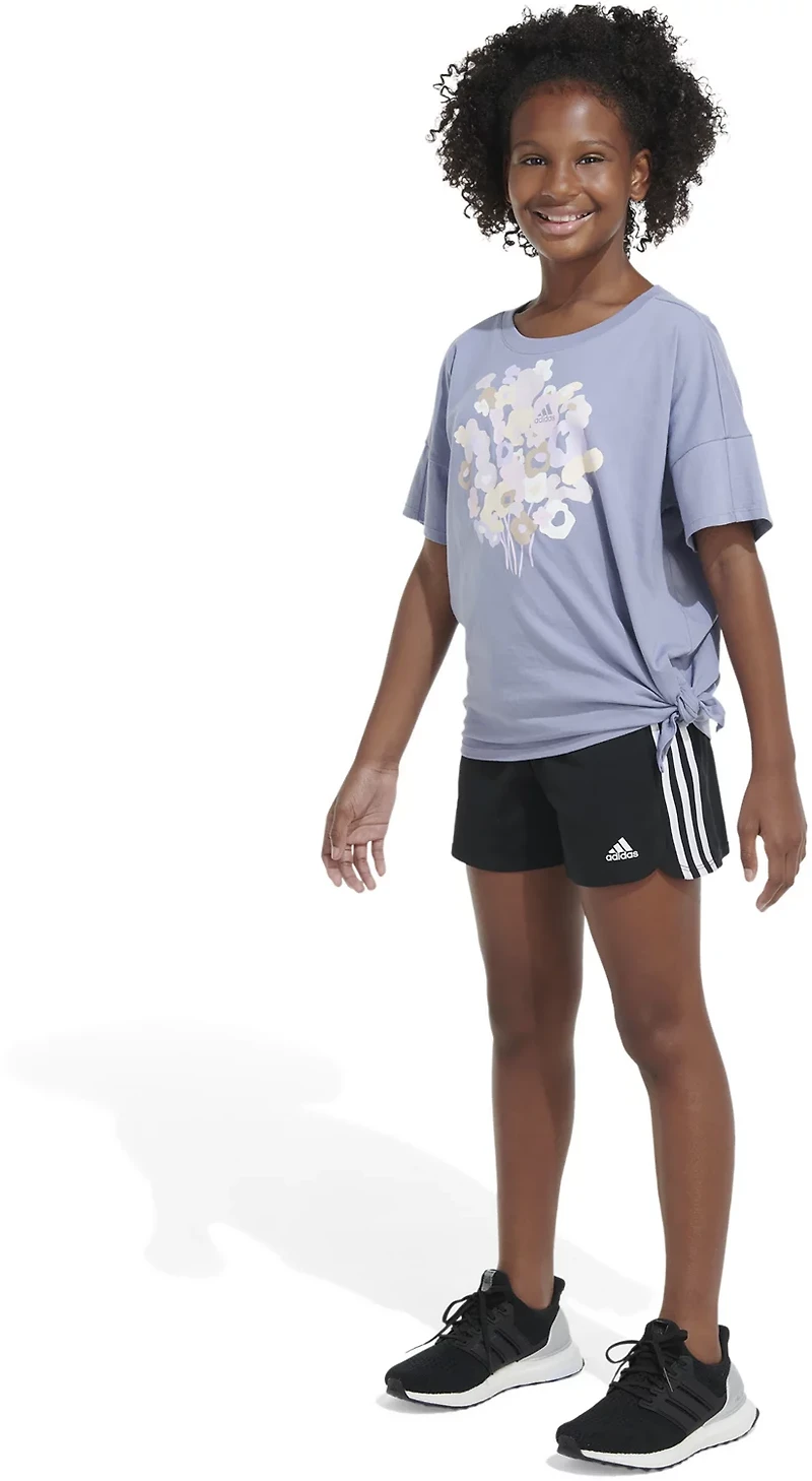 adidas Girls' Loose Front Tie T-shirt