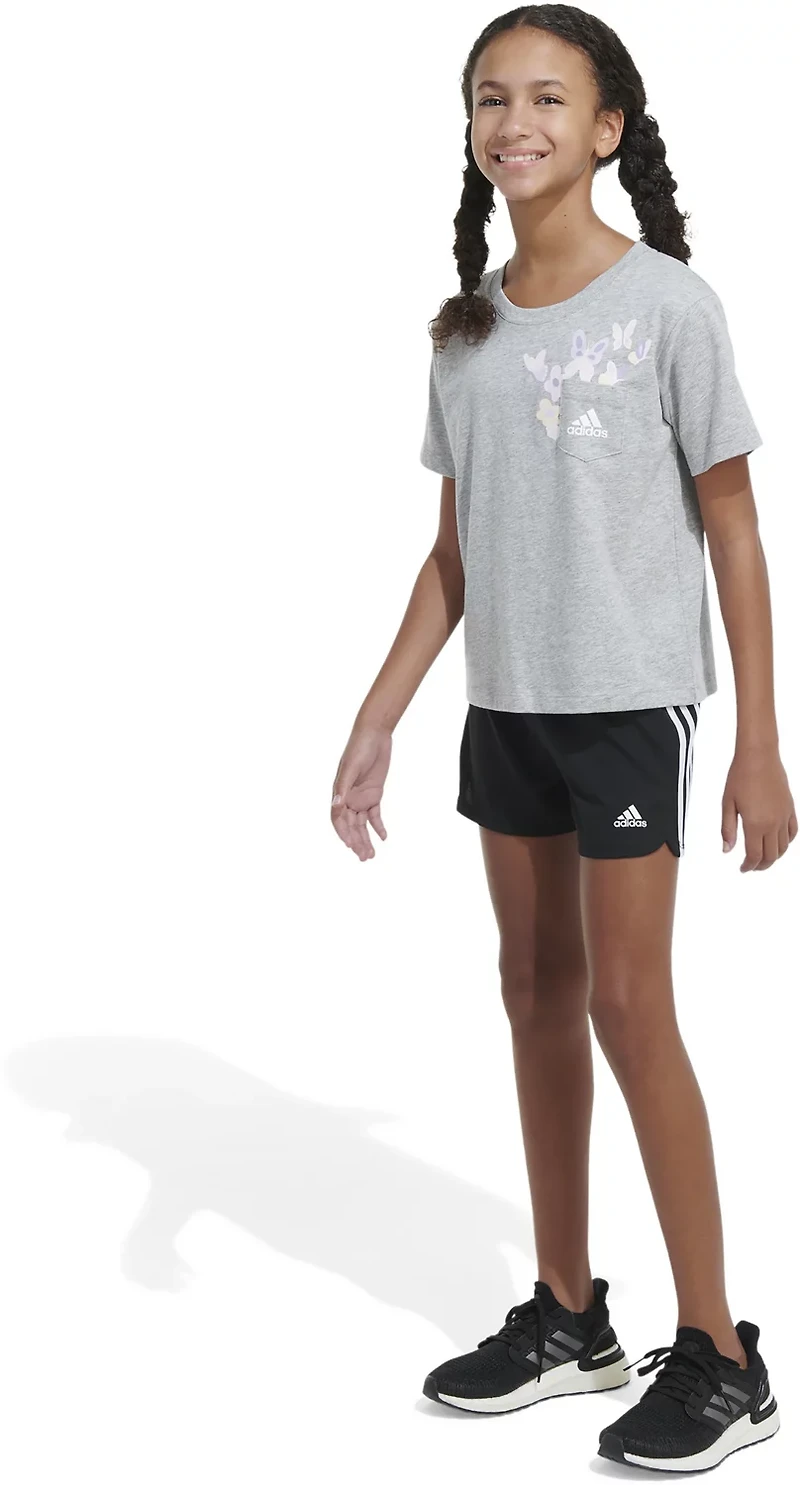 adidas Girls' Heather Pocket Short Sleeve T-shirt