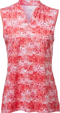 BCG Women's Tennis Printed Sleeveless Polo Shirt