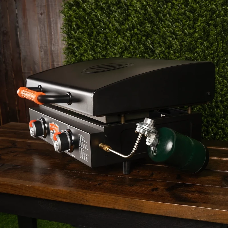 Blackstone On-The-Go 22 in 2-Burner Tabletop Gas Griddle with Hood