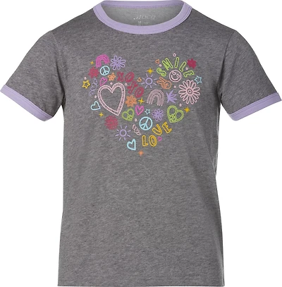 BCG Girls' Cotton Ringer Flower T-shirt