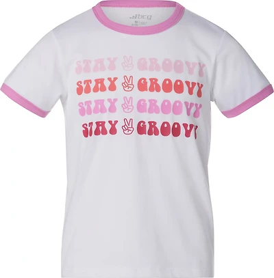 BCG Girls' Cotton Ringer Stay Groovy T-shirt