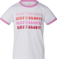 BCG Girls' Cotton Ringer Stay Groovy T-shirt
