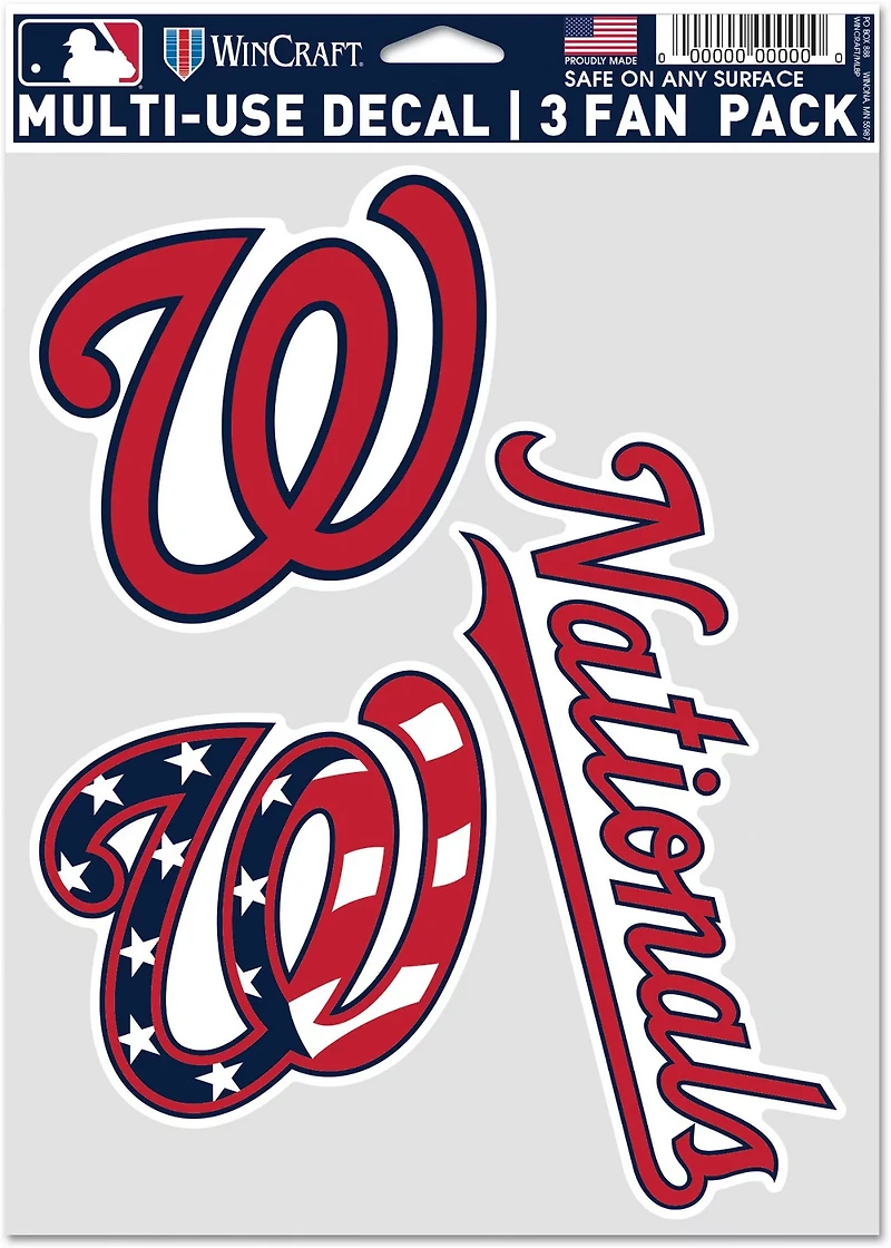 WinCraft Washington Nationals Multi-Use Fan Decal 3-Pack